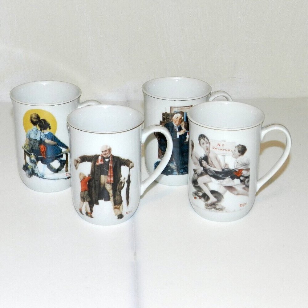 Vintage Norman Rockwell Saturday Evening Post Mug Cup Set